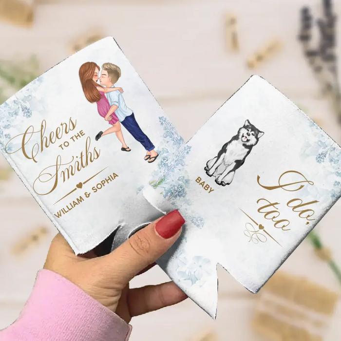 Personalized Dog Cat Wedding Can Cooler - Gift Idea For Couple/Wedding Anniversary/Dog Cat Lovers - I Do, Too