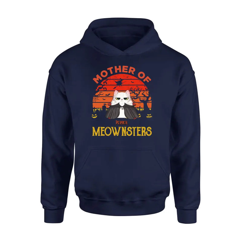 Personalized Halloween Cat T-shirt/Sweatshirt/Long Sleeve/Hoodie - Up to 4 Cats - Halloween Gift For Cat Lover - Mother Of Meownsters
