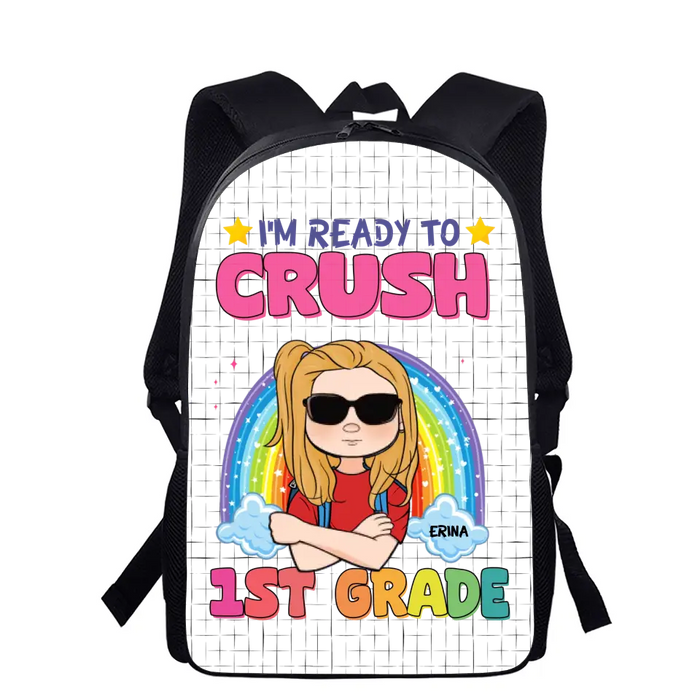 Personalized Kid Backpack - Back To School/Birthday Gift for Kids/Boy/Girl - I'm Ready To Crush 1st Grade