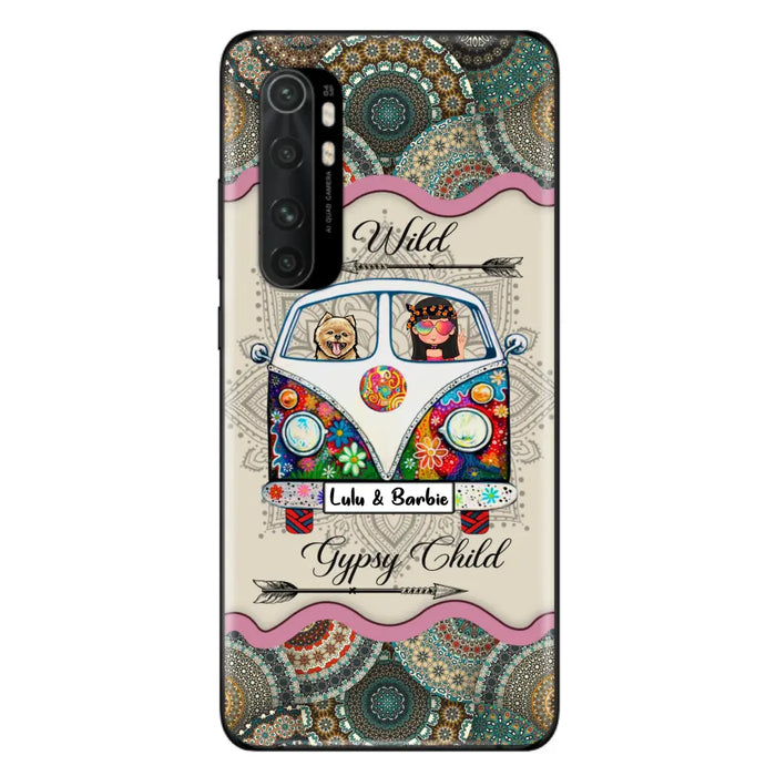 Personalized Hippie Phone Case - Girl with up to 3 Pets - Stay wild gypsy child
