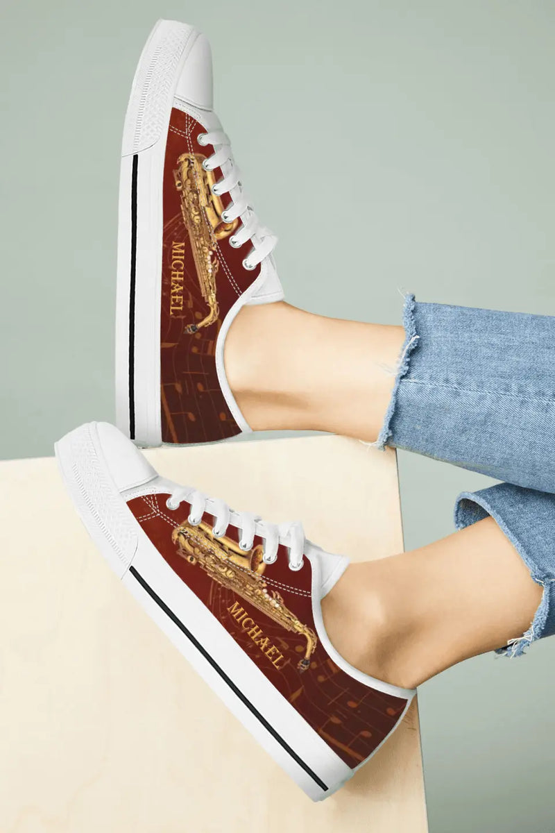 Personalized Saxophone Low Top Sneakers - Best Gift For Saxophone Lovers and Friends