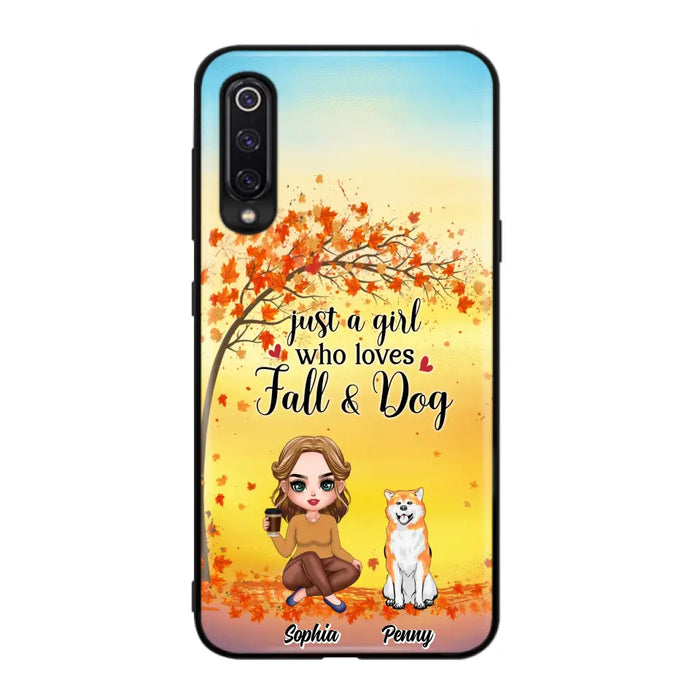 Custom Personalized Dog Mom Phone Case - Gift Idea For Dog Lovers/ Autumn Gift - Upto 4 Dogs - Just A Girl Who Loves Fall & Dogs - Case For Xiaomi/ Oppo/ Huawei