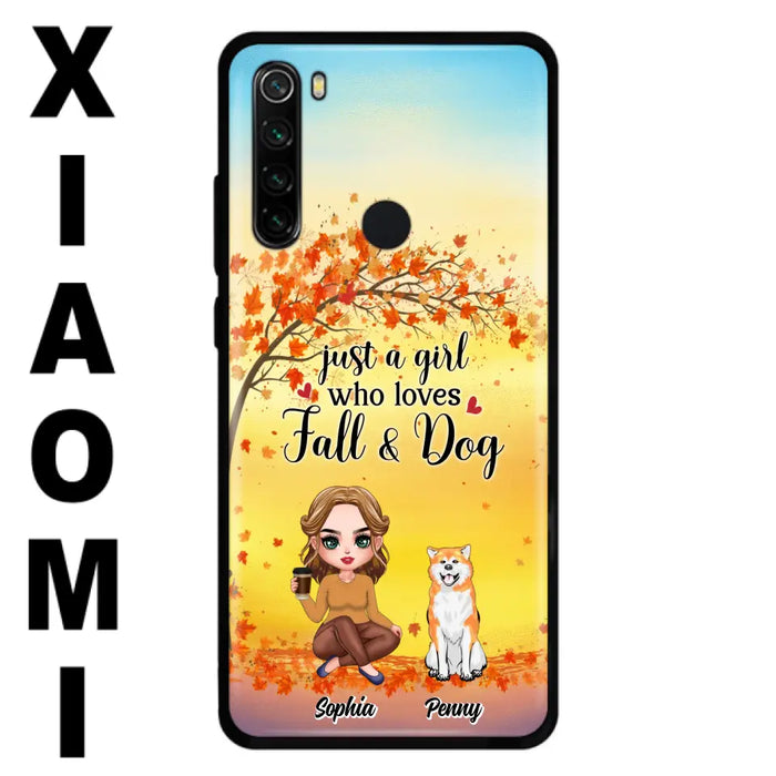 Custom Personalized Dog Mom Phone Case - Gift Idea For Dog Lovers/ Autumn Gift - Upto 4 Dogs - Just A Girl Who Loves Fall & Dogs - Case For Xiaomi/ Oppo/ Huawei