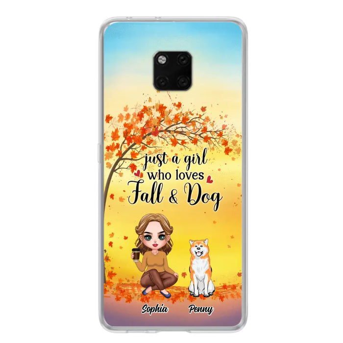 Custom Personalized Dog Mom Phone Case - Gift Idea For Dog Lovers/ Autumn Gift - Upto 4 Dogs - Just A Girl Who Loves Fall & Dogs - Case For Xiaomi/ Oppo/ Huawei