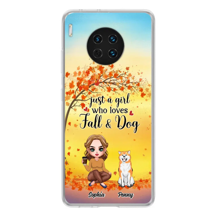 Custom Personalized Dog Mom Phone Case - Gift Idea For Dog Lovers/ Autumn Gift - Upto 4 Dogs - Just A Girl Who Loves Fall & Dogs - Case For Xiaomi/ Oppo/ Huawei