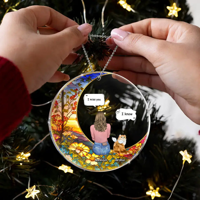 Custom Personalized Memorial Pet Suncatcher Circle Acrylic Ornament - Memorial Gift Idea For Dog/Cat/Rabbit Owners - I Miss You