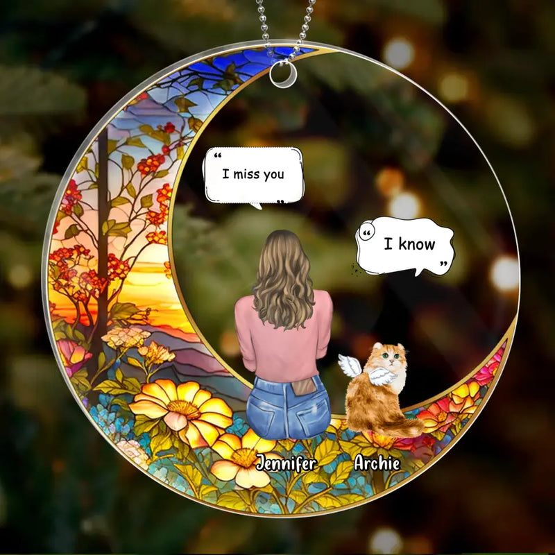 Personalized Memorial Pet Suncatcher Circle Acrylic Ornament - Memorial Gift Idea For Dog/Cat/Rabbit Owners - I Miss You