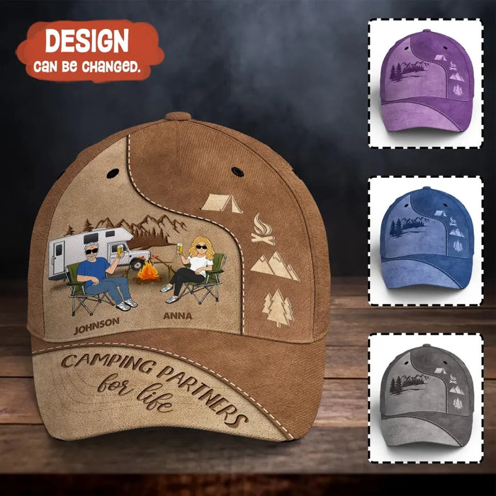 Custom Personalized Camping Couple Cap - Gift Idea For Camping Lover/ Couple - Camping Partners For Life