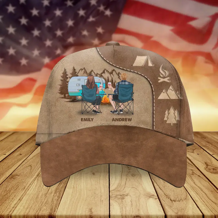 Custom Personalized Camping Couple Cap - Gift Idea for Camping Lover - Camping Partners For Life