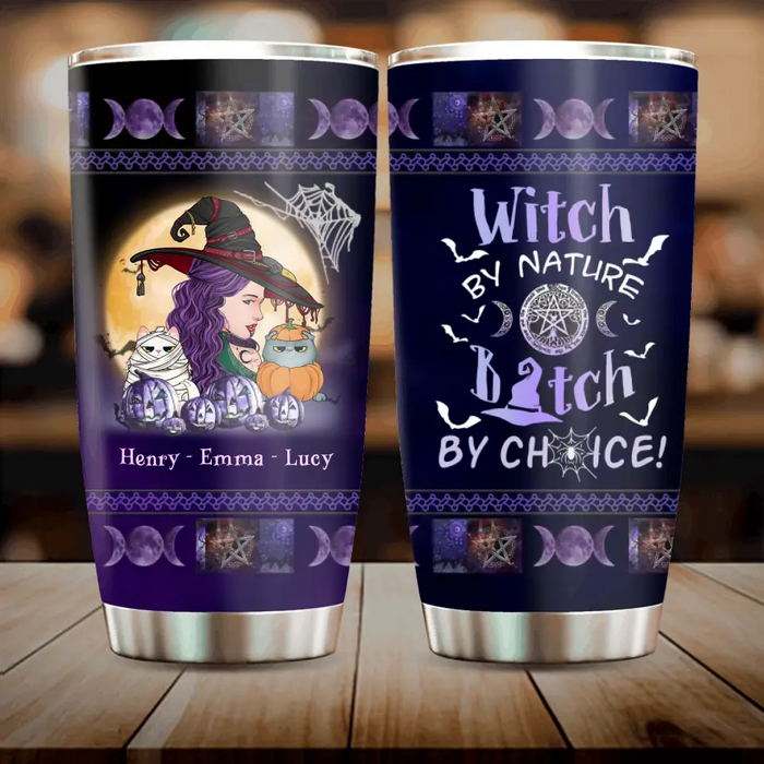 Personalized Witch Mom Tumbler - Gift Idea For Halloween/Witch/Pet Lovers - Witch By Nature Bitch By Choice