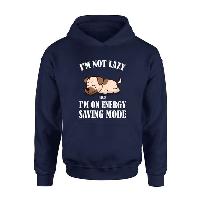 Custom Personalized Lazy Dog T-shirt/ Sweatshirt/ Long Sleeve/ Hoodie - Gift Idea For Dog Lover - Upto 6 Dogs - I'm Not Lazy I'm On Energy Saving Mode