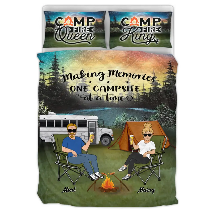 Personalized Couple Camping Quilt Bed Sets - Gift Idea For Camping Lovers - Making Memories One Campsite At A Time