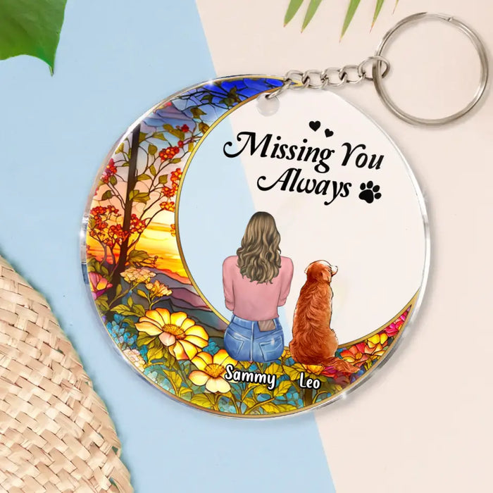 Custom Personalized Memorial Pet Acrylic Keychain - Upto 3 Pets - Memorial Gift Idea For Dog/Cat/Rabbit Owners - Missing You Always