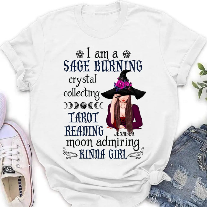 Custom Personalized Witch Shirt/Hoodie - Halloween Gift Idea for Witch Lovers - I Am A Sage Burning Crystal Collecting