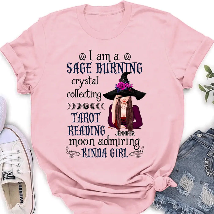 Custom Personalized Witch Shirt/Hoodie - Halloween Gift Idea for Witch Lovers - I Am A Sage Burning Crystal Collecting