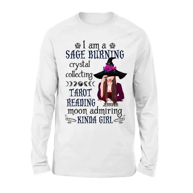 Personalized Witch Shirt/Hoodie - Halloween Gift Idea for Witch Lovers - I Am A Sage Burning Crystal Collecting