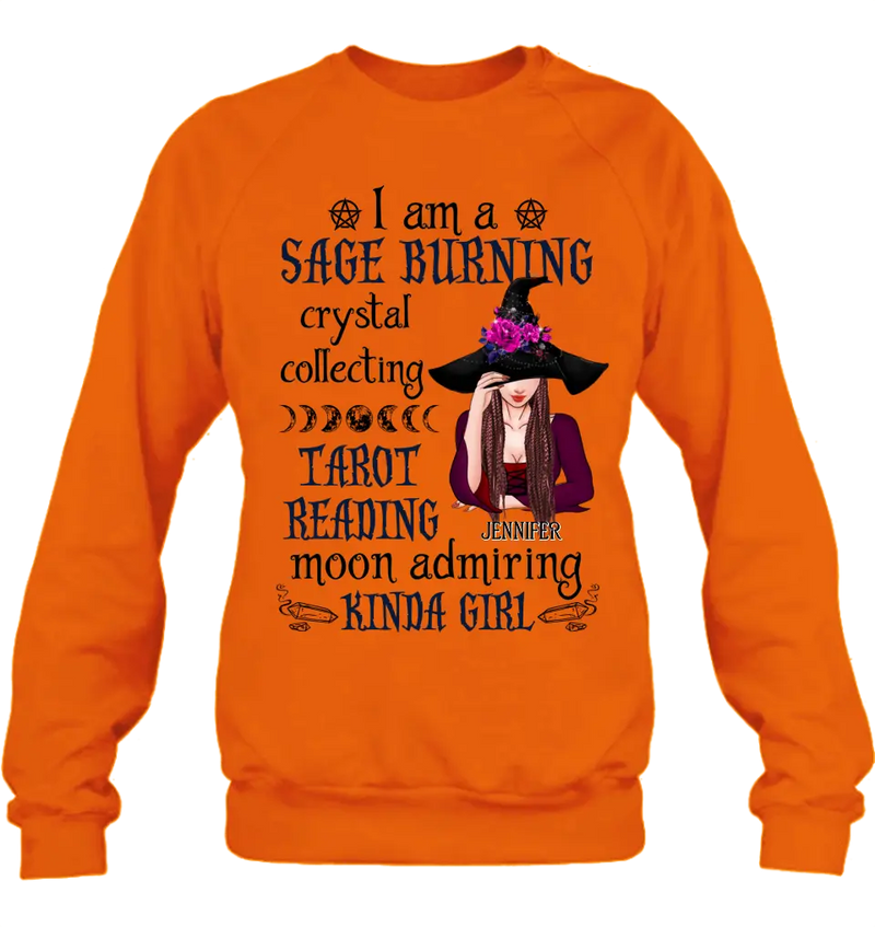 Personalized Witch Shirt/Hoodie - Halloween Gift Idea for Witch Lovers - I Am A Sage Burning Crystal Collecting