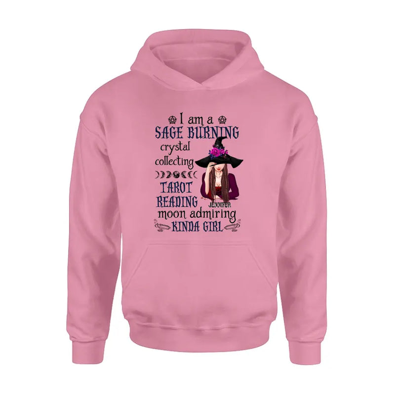 Personalized Witch Shirt/Hoodie - Halloween Gift Idea for Witch Lovers - I Am A Sage Burning Crystal Collecting