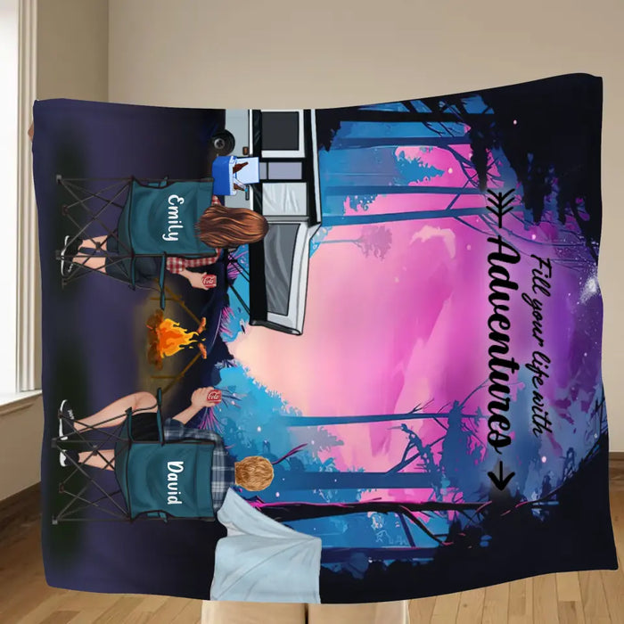 Custom Personalized Camping Quilt Blanket/Fleece Blanket - Full Option - Best Gift For Camping Lovers - Fill Your Life With Adventures