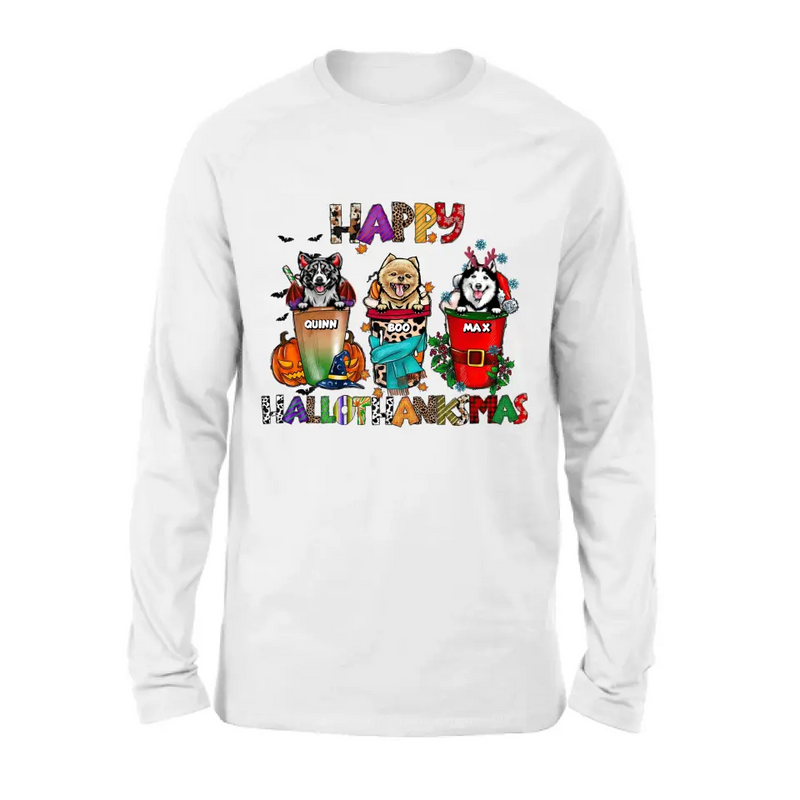 Personalized Hallothanksmas Shirt/Hoodie -  Halloween/Christmas/Thanksgiving Gift Idea for Dog Lovers - Happy Hallothanksmas