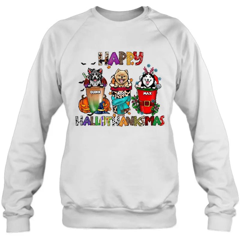 Personalized Hallothanksmas Shirt/Hoodie -  Halloween/Christmas/Thanksgiving Gift Idea for Dog Lovers - Happy Hallothanksmas