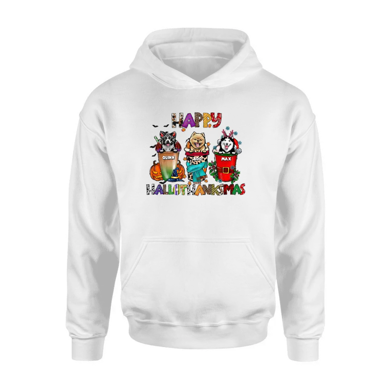 Personalized Hallothanksmas Shirt/Hoodie -  Halloween/Christmas/Thanksgiving Gift Idea for Dog Lovers - Happy Hallothanksmas
