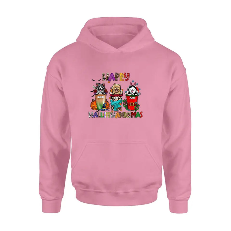 Personalized Hallothanksmas Shirt/Hoodie -  Halloween/Christmas/Thanksgiving Gift Idea for Dog Lovers - Happy Hallothanksmas