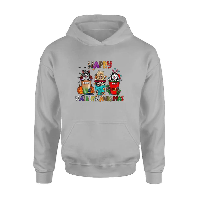 Personalized Hallothanksmas Shirt/Hoodie -  Halloween/Christmas/Thanksgiving Gift Idea for Dog Lovers - Happy Hallothanksmas
