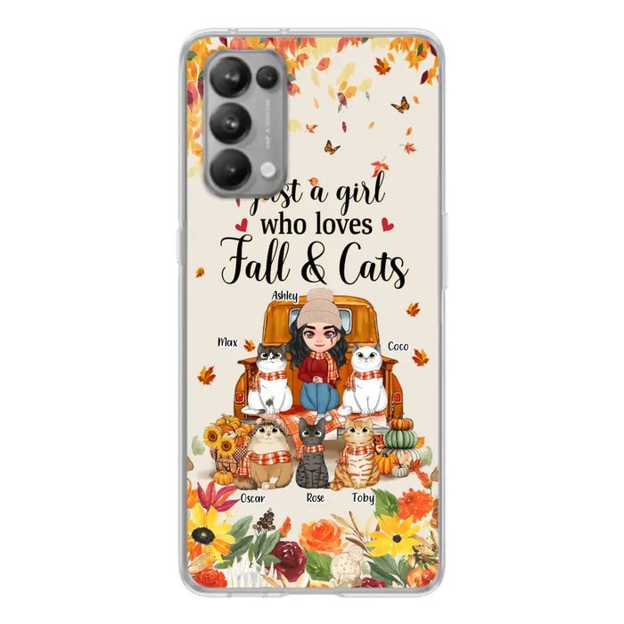 Custom Personalized Cat Mom Autumn Phone Case - Gift Idea For Cat Lovers - Upto 5 Cats - Case For Xiaomi/ Oppo/ Huawei - Just A Girl Who Loves Fall & Cats