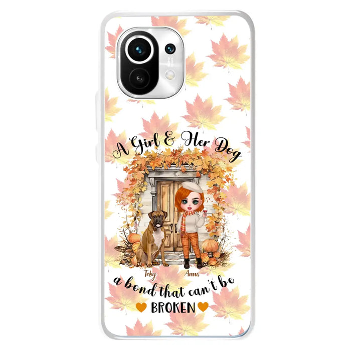 Custom Personalized Fall And Dogs Phone Case - Gift Idea for Dog Lovers - Upto 6 Dogs - A Girl & Her Dogs A Bond That Can't Be Broken - Case For Xiaomi/ Oppo/ Huawei