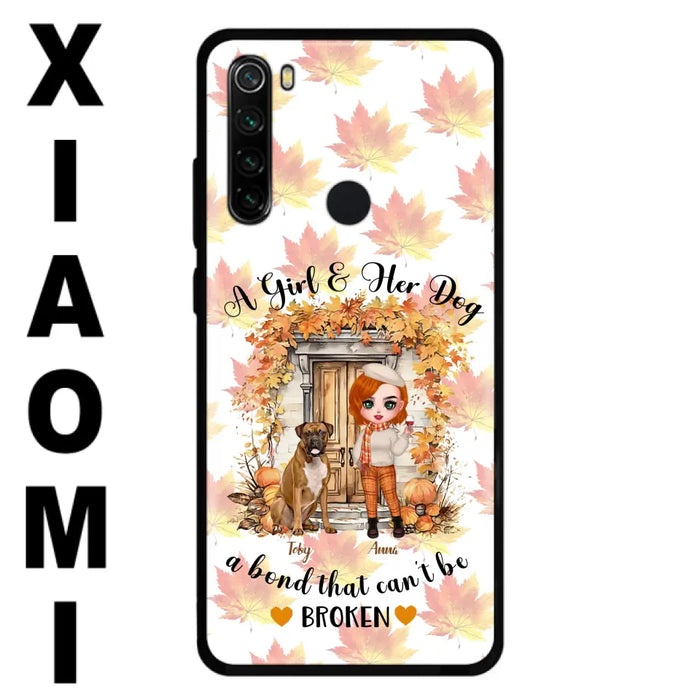 Custom Personalized Fall And Dogs Phone Case - Gift Idea for Dog Lovers - Upto 6 Dogs - A Girl & Her Dogs A Bond That Can't Be Broken - Case For Xiaomi/ Oppo/ Huawei