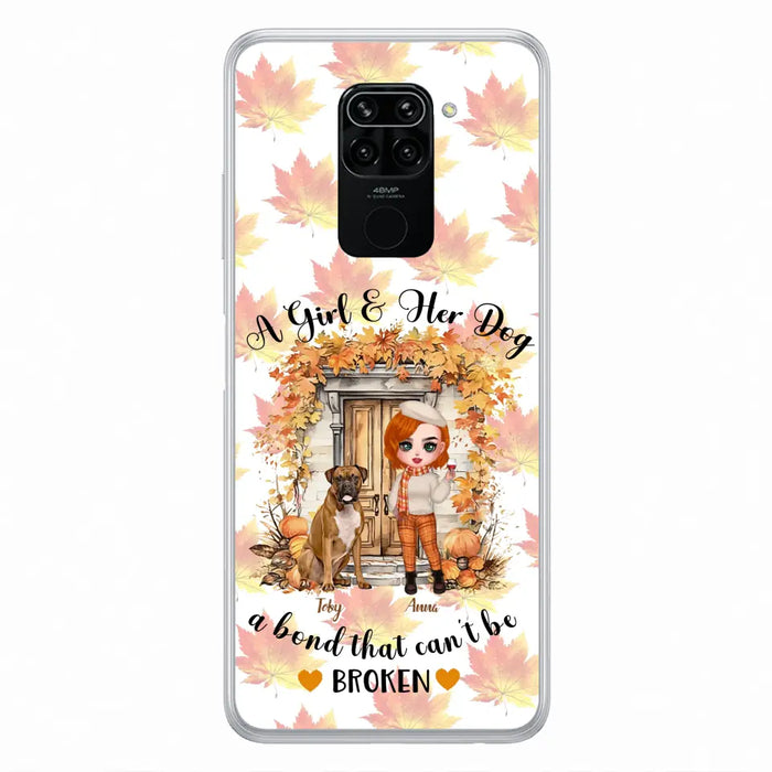 Custom Personalized Fall And Dogs Phone Case - Gift Idea for Dog Lovers - Upto 6 Dogs - A Girl & Her Dogs A Bond That Can't Be Broken - Case For Xiaomi/ Oppo/ Huawei