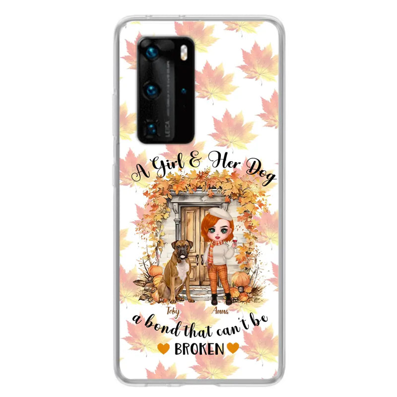 Personalized Fall And Dogs Phone Case - Gift Idea for Dog Lovers - Up to 6 Dogs - A Girl & Her Dogs A Bond That Can't Be Broken - Case For Xiaomi/ Oppo/ Huawei