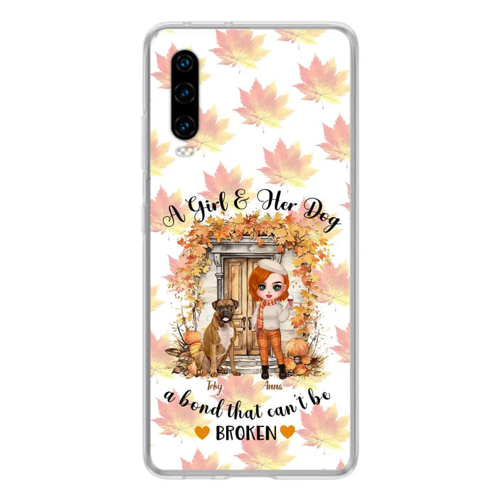 Custom Personalized Fall And Dogs Phone Case - Gift Idea for Dog Lovers - Upto 6 Dogs - A Girl & Her Dogs A Bond That Can't Be Broken - Case For Xiaomi/ Oppo/ Huawei