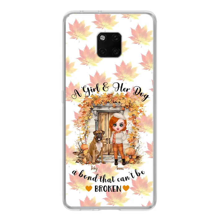 Custom Personalized Fall And Dogs Phone Case - Gift Idea for Dog Lovers - Upto 6 Dogs - A Girl & Her Dogs A Bond That Can't Be Broken - Case For Xiaomi/ Oppo/ Huawei