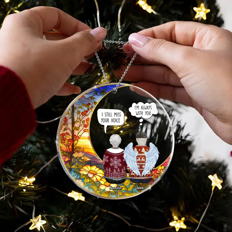 Personalized Memorial Couple Suncatcher Circle Acrylic Ornament - Memorial Gift Idea For Loss Of Husband/Wife - I Still Talk About You