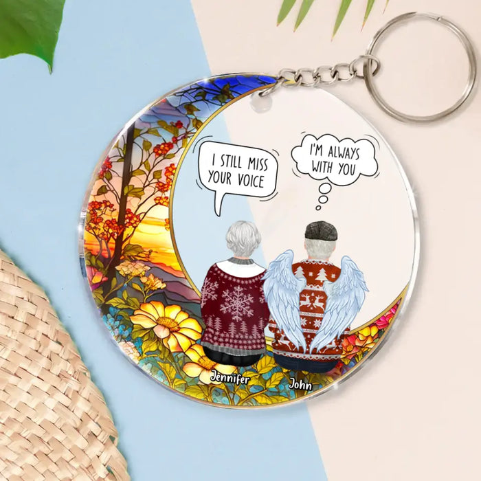 Custom Personalized Memorial Couple Suncatcher Acrylic Keychain - Memorial Gift Idea For Husband/ Wife - I Still Talk About You