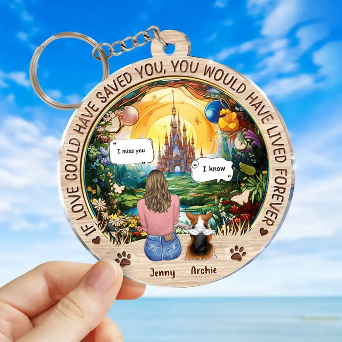 Custom Personalized Memorial Pet Acrylic Keychain - Memorial Gift Idea For Dog/Cat/Rabbit Lover - If Love Could Have Saved You You Would Have Lived Forever