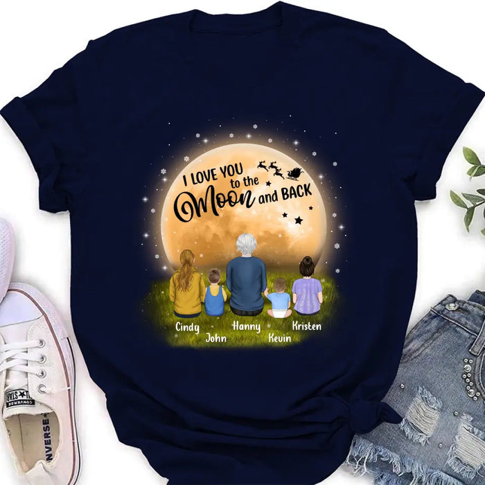 Personalized Grandma Shirt/Hoodie - Gift Idea For Grandma - Up to 4 Children - I Love You To The Moon & Back