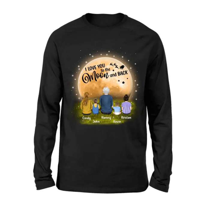 Personalized Grandma Shirt/Hoodie - Gift Idea For Grandma - Up to 4 Children - I Love You To The Moon & Back