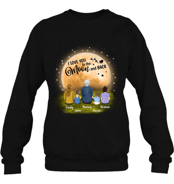 Personalized Grandma Shirt/Hoodie - Gift Idea For Grandma - Up to 4 Children - I Love You To The Moon & Back