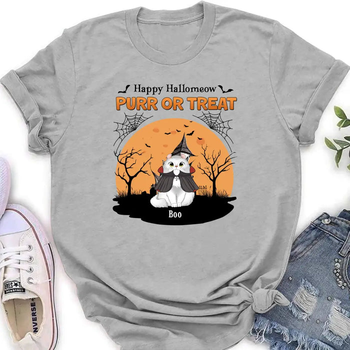 Custom Personalized Meowloween Shirt/Hoodie - Up to 6 Cats - Halloween Gift Idea for Cat Lovers - Happy Hallomeow