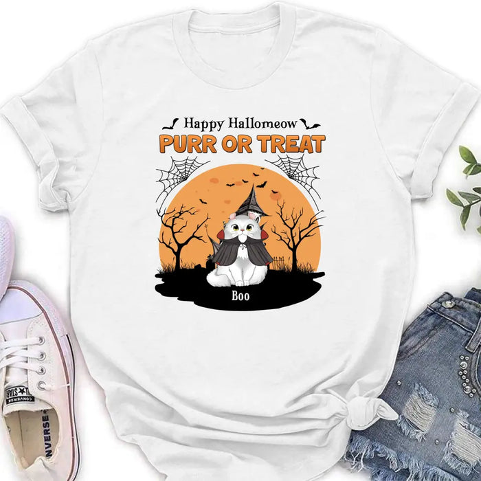 Custom Personalized Meowloween Shirt/Hoodie - Up to 6 Cats - Halloween Gift Idea for Cat Lovers - Happy Hallomeow