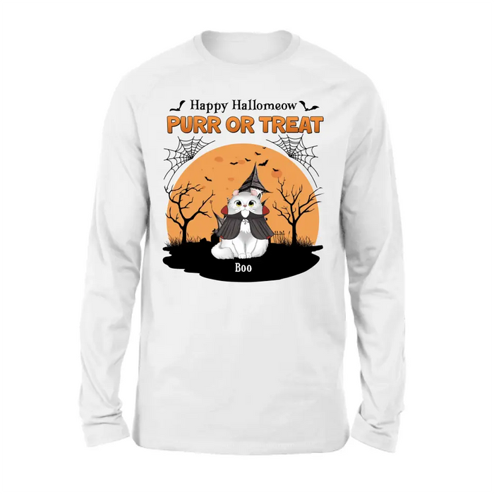 Custom Personalized Meowloween Shirt/Hoodie - Up to 6 Cats - Halloween Gift Idea for Cat Lovers - Happy Hallomeow