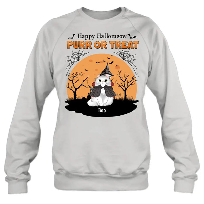 Custom Personalized Meowloween Shirt/Hoodie - Up to 6 Cats - Halloween Gift Idea for Cat Lovers - Happy Hallomeow