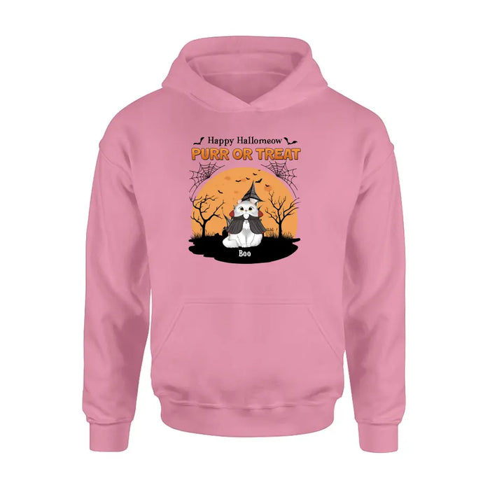 Custom Personalized Meowloween Shirt/Hoodie - Up to 6 Cats - Halloween Gift Idea for Cat Lovers - Happy Hallomeow