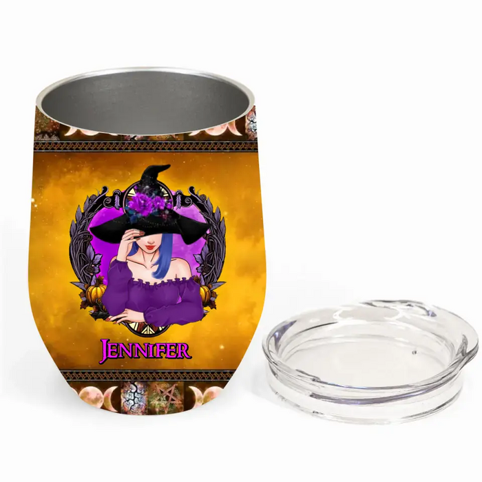 Custom Personalized Witch Wine Tumbler - Halloween Gift Idea - Am I Really A Witch