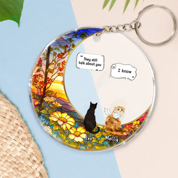 Custom Personalized Memorial Cat Acrylic Keychain - Upto 4 Pets - Memorial Gift Idea For Dog/Cat/Rabbit Owners - They Still Talk About you