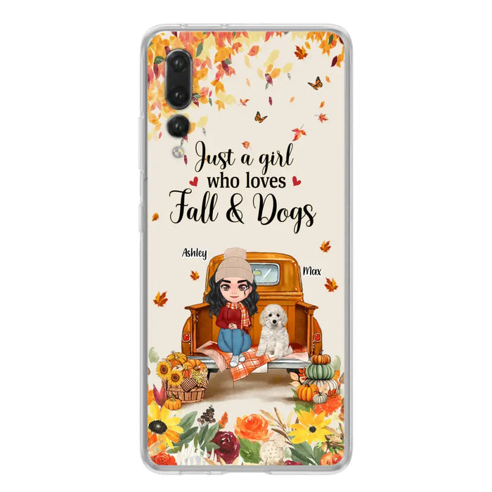 Custom Personalized Dog Mom Autumn Phone Case - Gift Idea For Dog Lovers - Upto 5 Dogs - Case For Xiaomi/ Oppo/ Huawei - Just A Girl Who Loves Fall & Dogs