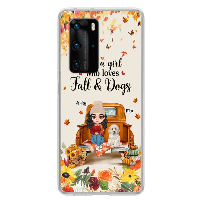 Custom Personalized Dog Mom Autumn Phone Case - Gift Idea For Dog Lovers - Upto 5 Dogs - Case For Xiaomi/ Oppo/ Huawei - Just A Girl Who Loves Fall & Dogs